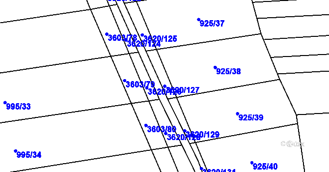 Parcela st. 3620/127 v KÚ Ptení, Katastrální mapa