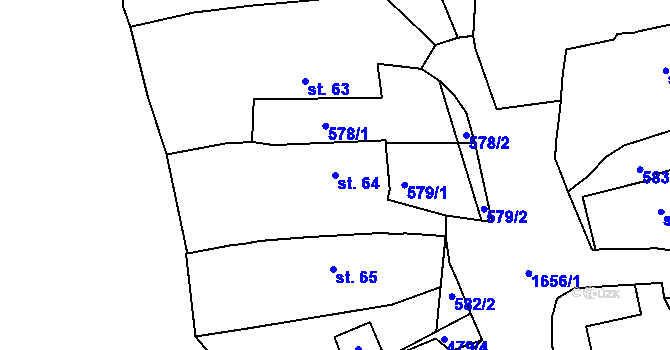 Parcela st. 64 v KÚ Ptenín, Katastrální mapa