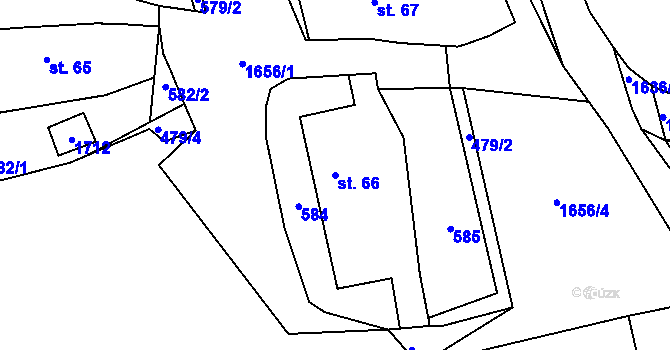 Parcela st. 66 v KÚ Ptenín, Katastrální mapa