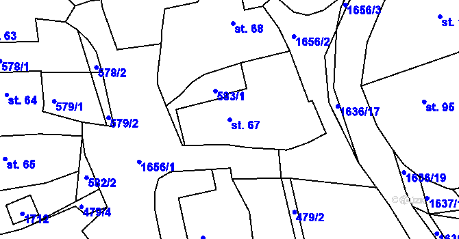 Parcela st. 67 v KÚ Ptenín, Katastrální mapa