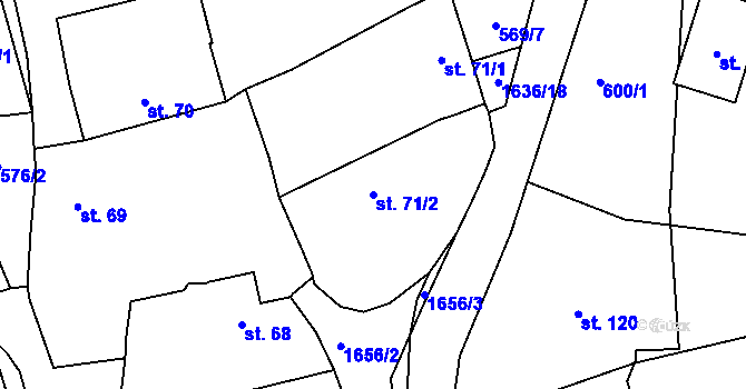 Parcela st. 71/2 v KÚ Ptenín, Katastrální mapa