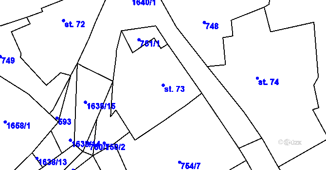 Parcela st. 73 v KÚ Ptenín, Katastrální mapa