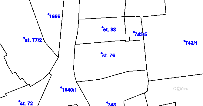 Parcela st. 76 v KÚ Ptenín, Katastrální mapa