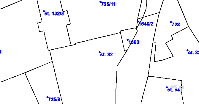 Parcela st. 82 v KÚ Ptenín, Katastrální mapa