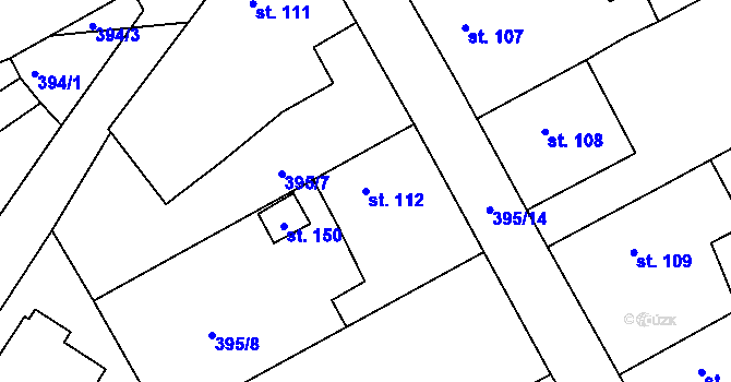 Parcela st. 112 v KÚ Ptenín, Katastrální mapa
