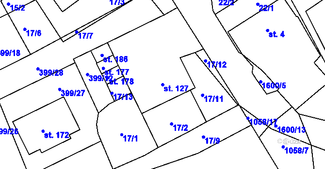 Parcela st. 127 v KÚ Ptenín, Katastrální mapa