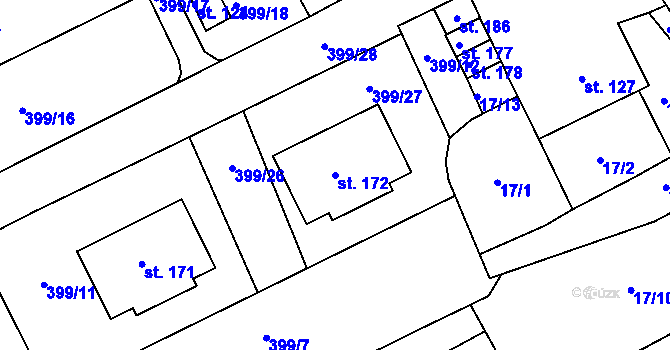 Parcela st. 172 v KÚ Ptenín, Katastrální mapa