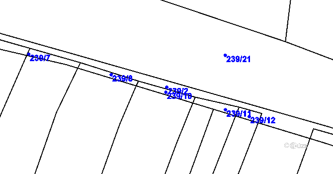 Parcela st. 239/2 v KÚ Ptenín, Katastrální mapa