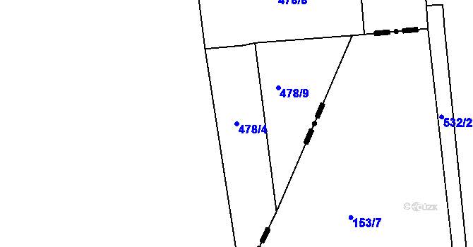 Parcela st. 478/4 v KÚ Ptenín, Katastrální mapa