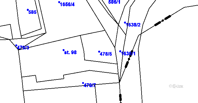 Parcela st. 478/5 v KÚ Ptenín, Katastrální mapa