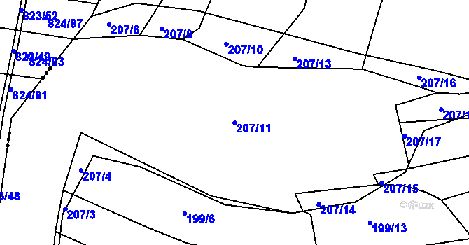 Parcela st. 207/11 v KÚ Ptenín, Katastrální mapa