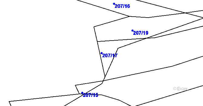Parcela st. 207/17 v KÚ Ptenín, Katastrální mapa
