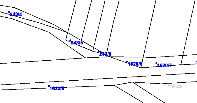 Parcela st. 243/6 v KÚ Ptenín, Katastrální mapa