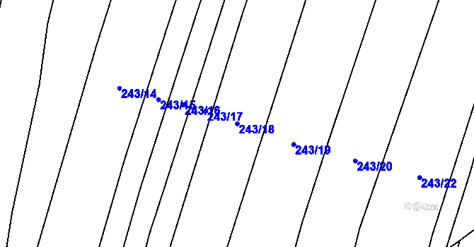 Parcela st. 243/18 v KÚ Ptenín, Katastrální mapa
