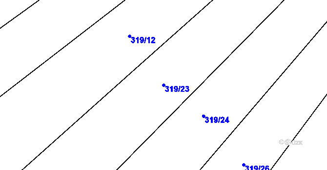 Parcela st. 319/23 v KÚ Ptenín, Katastrální mapa