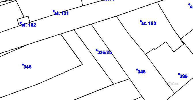 Parcela st. 326/25 v KÚ Ptenín, Katastrální mapa
