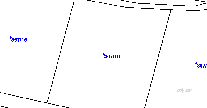 Parcela st. 367/16 v KÚ Ptenín, Katastrální mapa