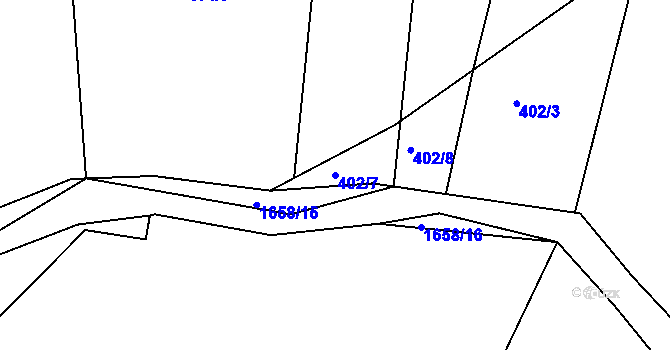 Parcela st. 402/7 v KÚ Ptenín, Katastrální mapa
