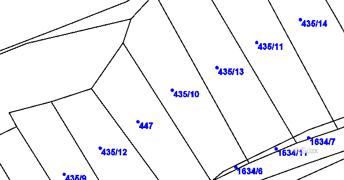 Parcela st. 435/10 v KÚ Ptenín, Katastrální mapa