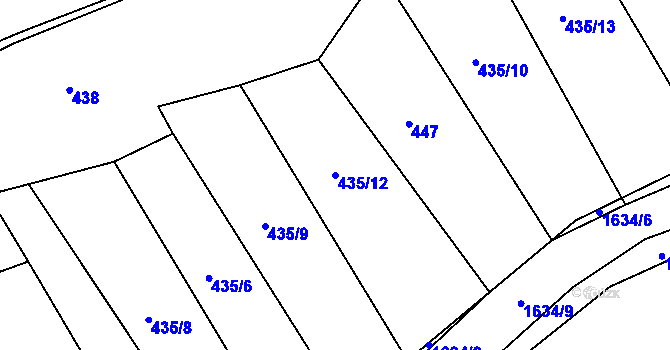 Parcela st. 435/12 v KÚ Ptenín, Katastrální mapa