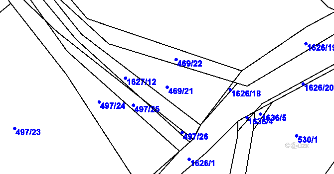 Parcela st. 469/21 v KÚ Ptenín, Katastrální mapa