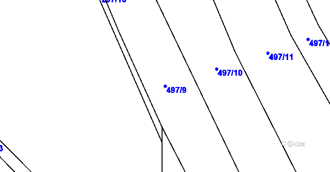 Parcela st. 497/9 v KÚ Ptenín, Katastrální mapa