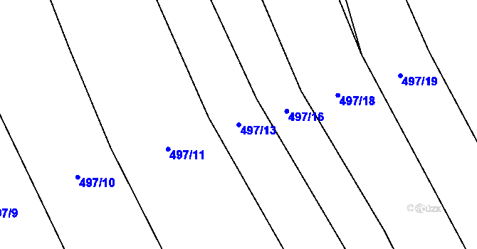 Parcela st. 497/13 v KÚ Ptenín, Katastrální mapa