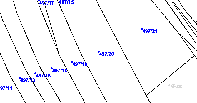Parcela st. 497/20 v KÚ Ptenín, Katastrální mapa