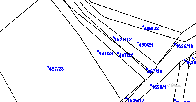 Parcela st. 497/24 v KÚ Ptenín, Katastrální mapa