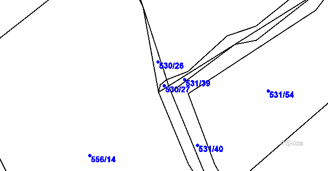 Parcela st. 530/27 v KÚ Ptenín, Katastrální mapa