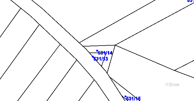 Parcela st. 531/14 v KÚ Ptenín, Katastrální mapa