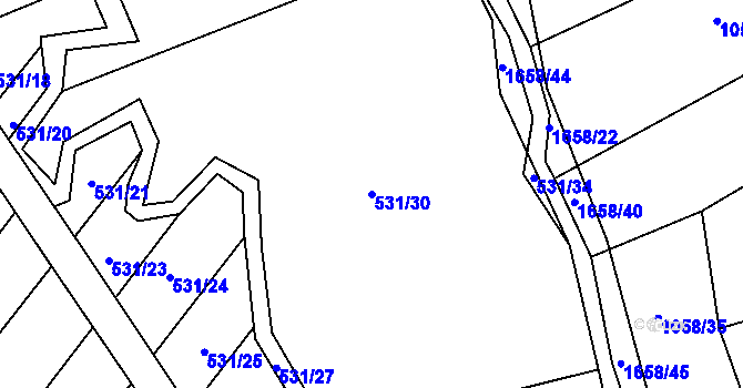 Parcela st. 531/30 v KÚ Ptenín, Katastrální mapa
