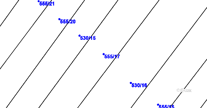 Parcela st. 555/17 v KÚ Ptenín, Katastrální mapa