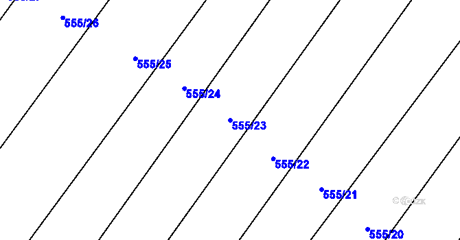 Parcela st. 555/23 v KÚ Ptenín, Katastrální mapa