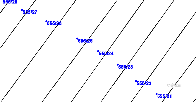 Parcela st. 555/24 v KÚ Ptenín, Katastrální mapa