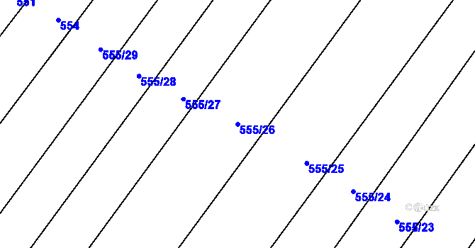 Parcela st. 555/26 v KÚ Ptenín, Katastrální mapa