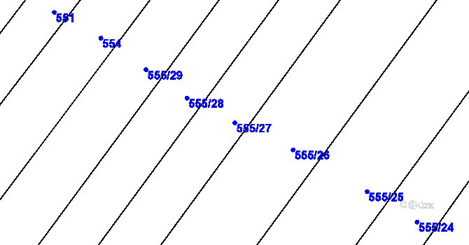 Parcela st. 555/27 v KÚ Ptenín, Katastrální mapa