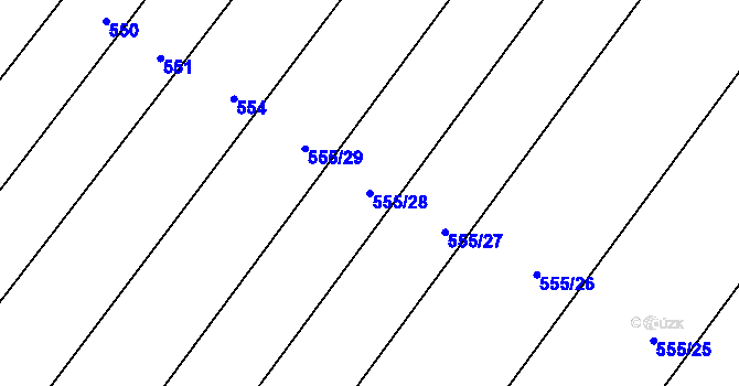 Parcela st. 555/28 v KÚ Ptenín, Katastrální mapa