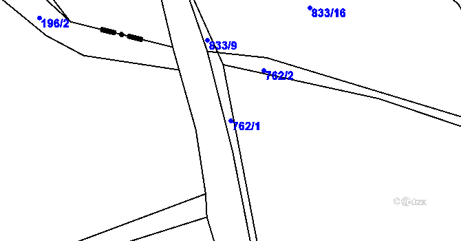 Parcela st. 762/1 v KÚ Ptenín, Katastrální mapa