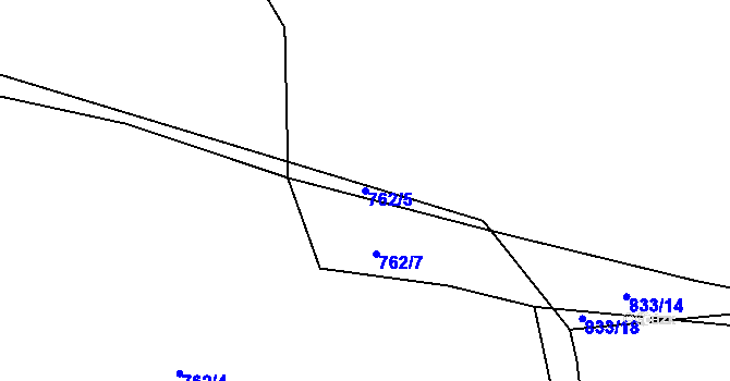 Parcela st. 762/5 v KÚ Ptenín, Katastrální mapa