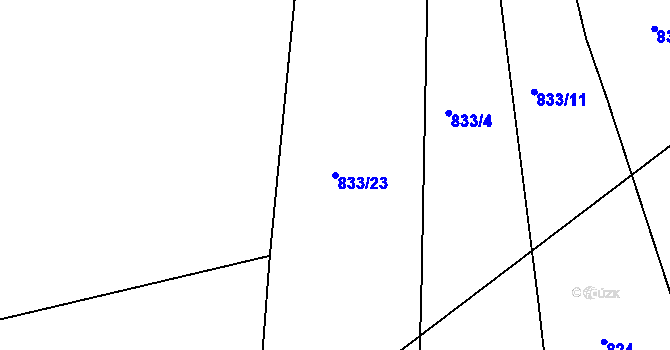 Parcela st. 833/23 v KÚ Ptenín, Katastrální mapa