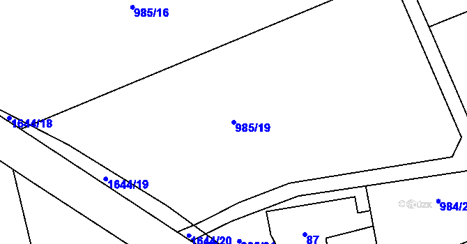 Parcela st. 985/19 v KÚ Ptenín, Katastrální mapa