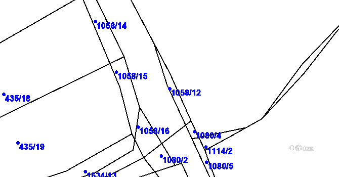 Parcela st. 1058/12 v KÚ Ptenín, Katastrální mapa