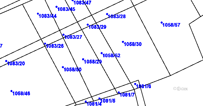 Parcela st. 1058/52 v KÚ Ptenín, Katastrální mapa
