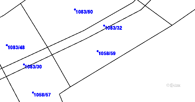Parcela st. 1058/59 v KÚ Ptenín, Katastrální mapa