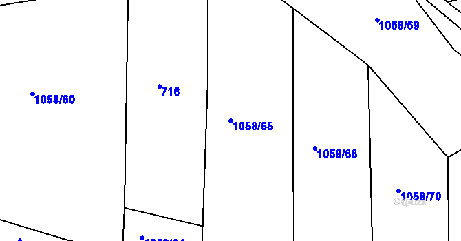 Parcela st. 1058/65 v KÚ Ptenín, Katastrální mapa