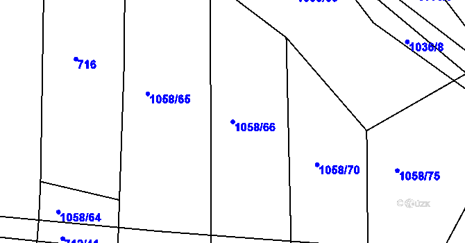 Parcela st. 1058/66 v KÚ Ptenín, Katastrální mapa