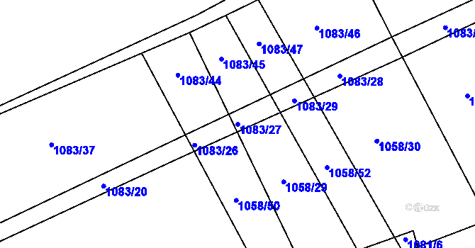 Parcela st. 1083/27 v KÚ Ptenín, Katastrální mapa