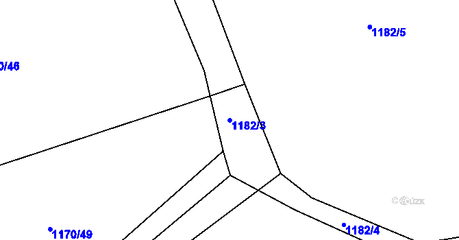 Parcela st. 1182/3 v KÚ Ptenín, Katastrální mapa
