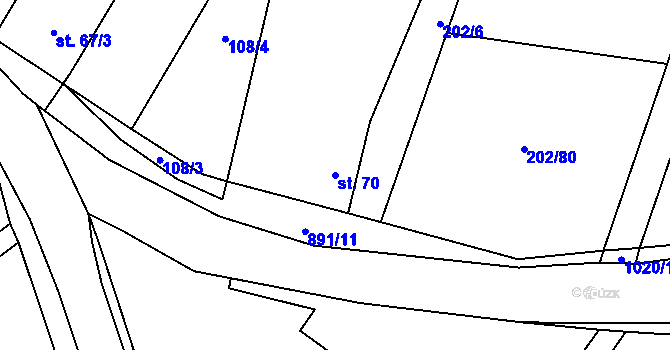 Parcela st. 70 v KÚ Ptice, Katastrální mapa